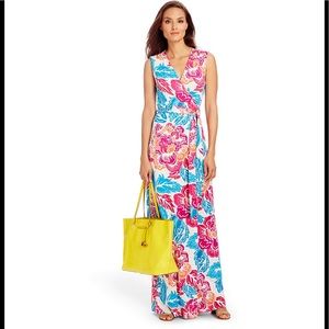 DVF Maxi Dress Floral Wrap US 10